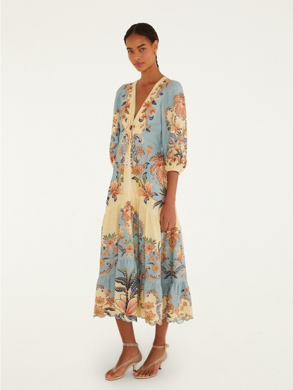 NWT Farm Rio Butter Yellow Boho Beauty Maxi Dress S NWT - Picture 5 of 13